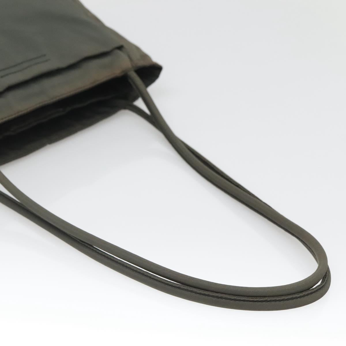 PRADA Tote Bag Nylon Khaki Silver Auth bs28692