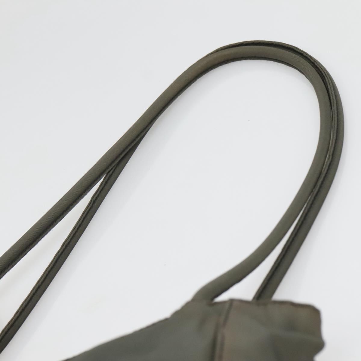 PRADA Tote Bag Nylon Khaki Silver Auth bs28692