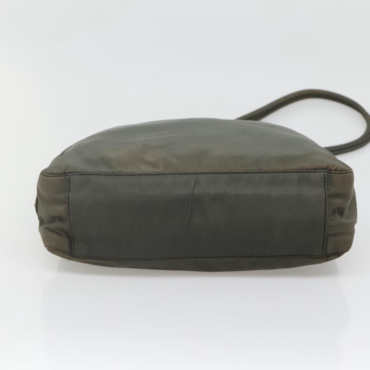 PRADA Tote Bag Nylon Khaki Silver Auth bs28692