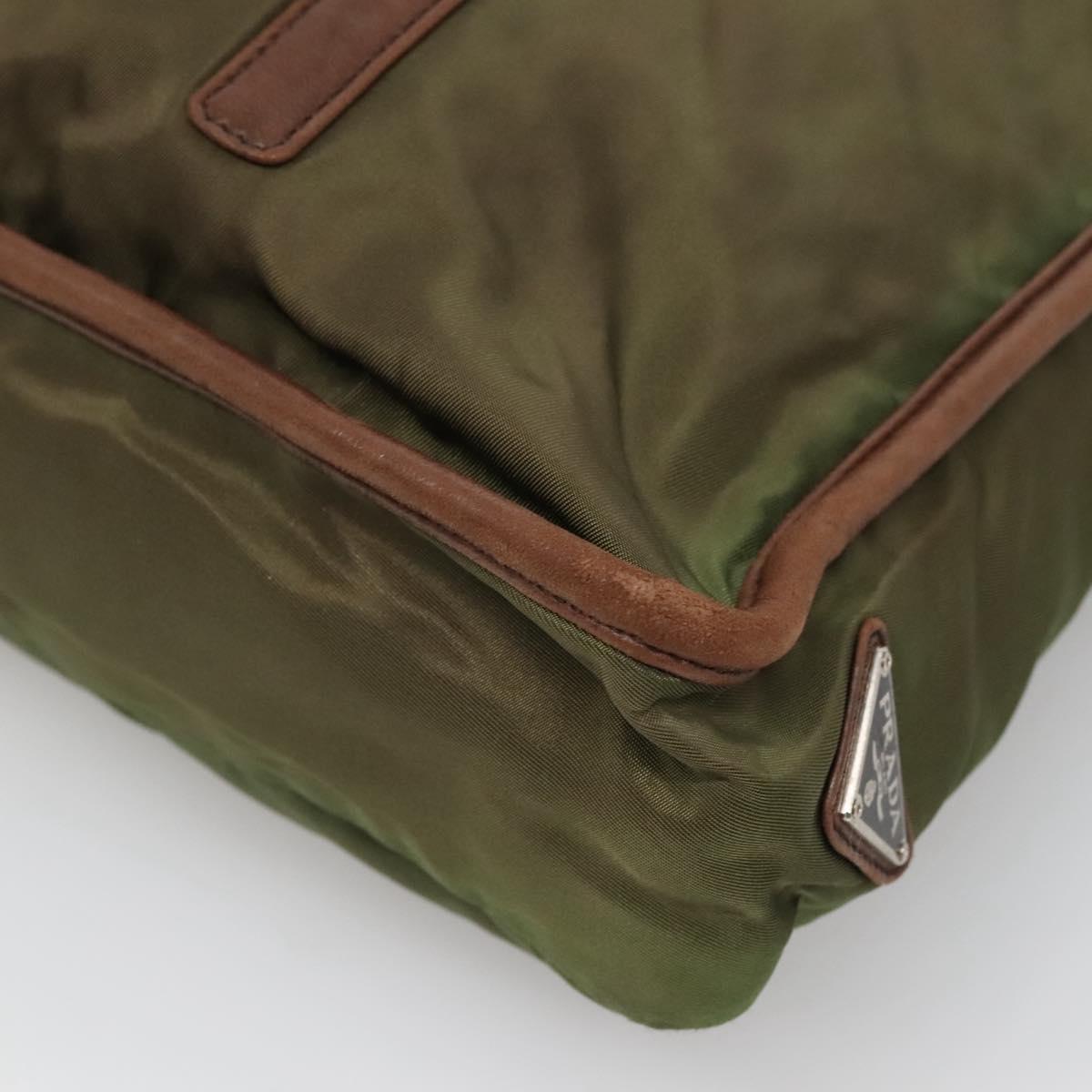 PRADA Tote Bag nylon metal Yellow Gold Auth bs28696