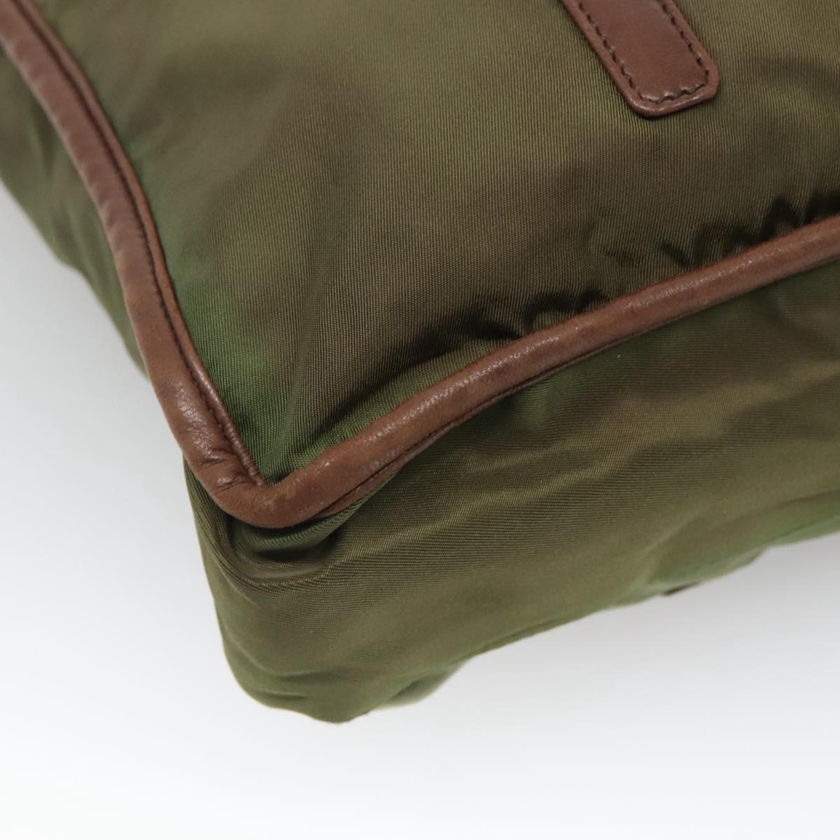 PRADA Tote Bag nylon metal Yellow Gold Auth bs28696