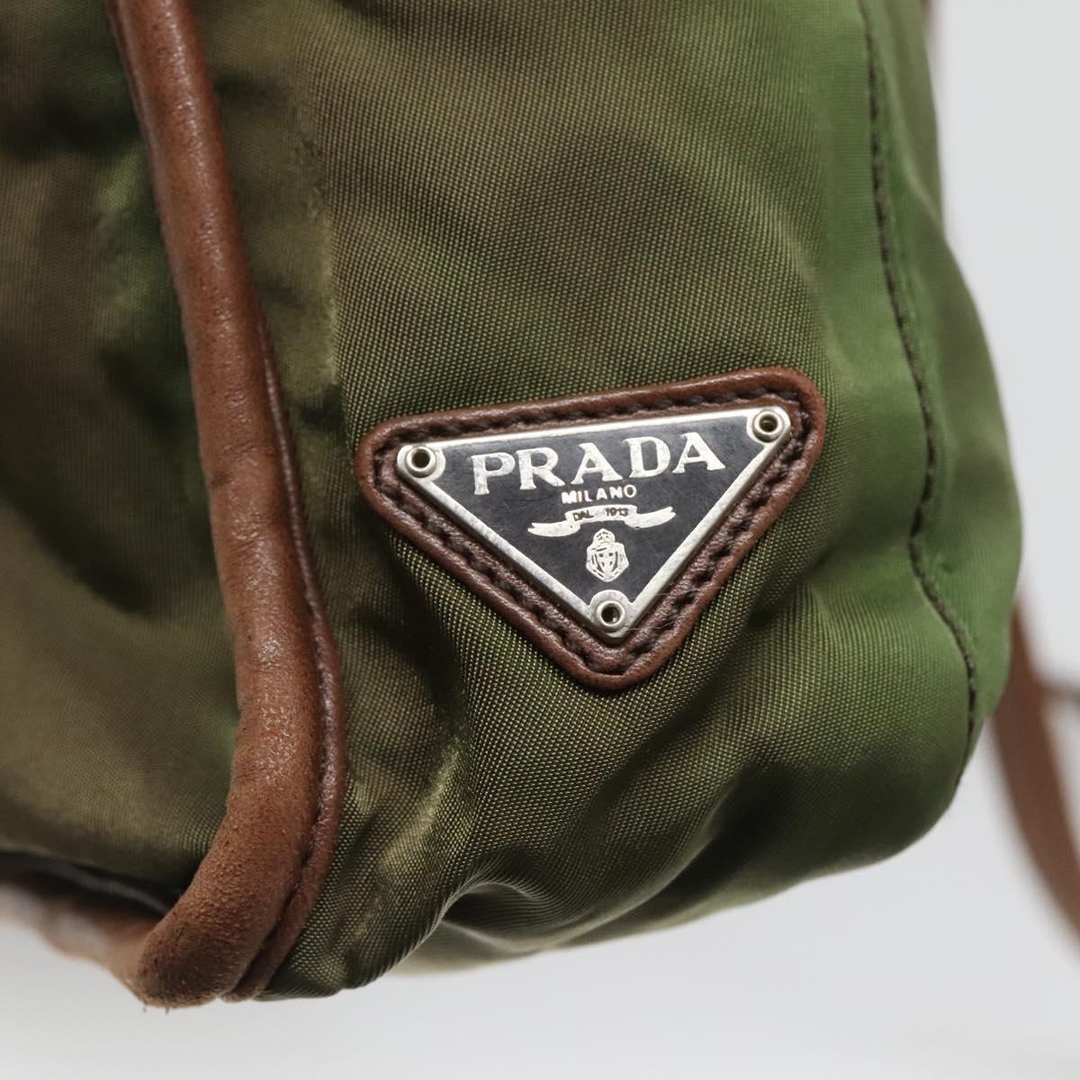 PRADA Tote Bag nylon metal Yellow Gold Auth bs28696