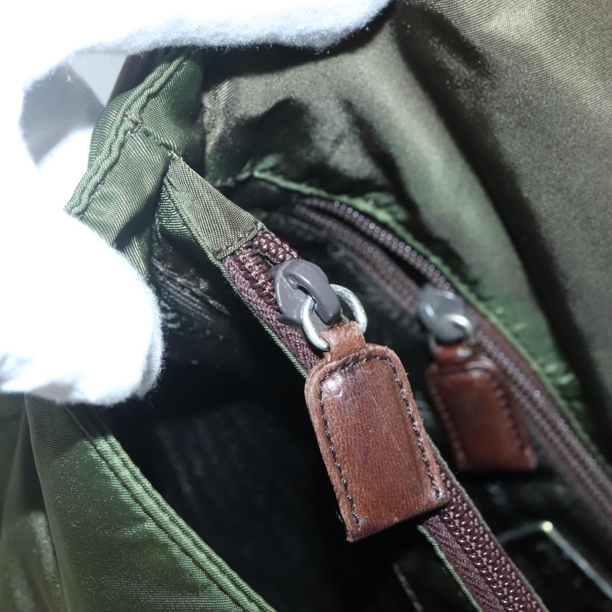 PRADA Tote Bag nylon metal Yellow Gold Auth bs28696