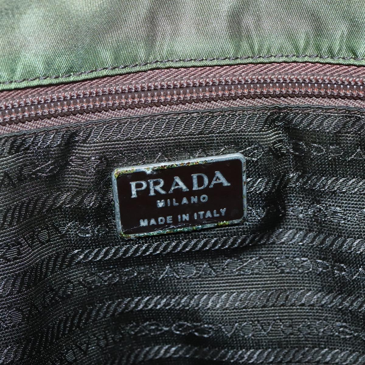 PRADA Tote Bag nylon metal Yellow Gold Auth bs28696