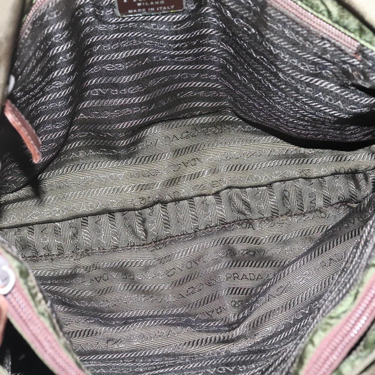 PRADA Tote Bag nylon metal Yellow Gold Auth bs28696