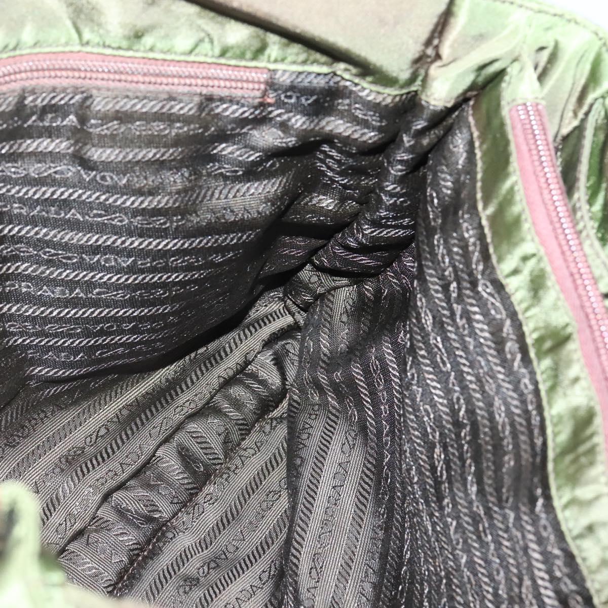 PRADA Tote Bag nylon metal Yellow Gold Auth bs28696