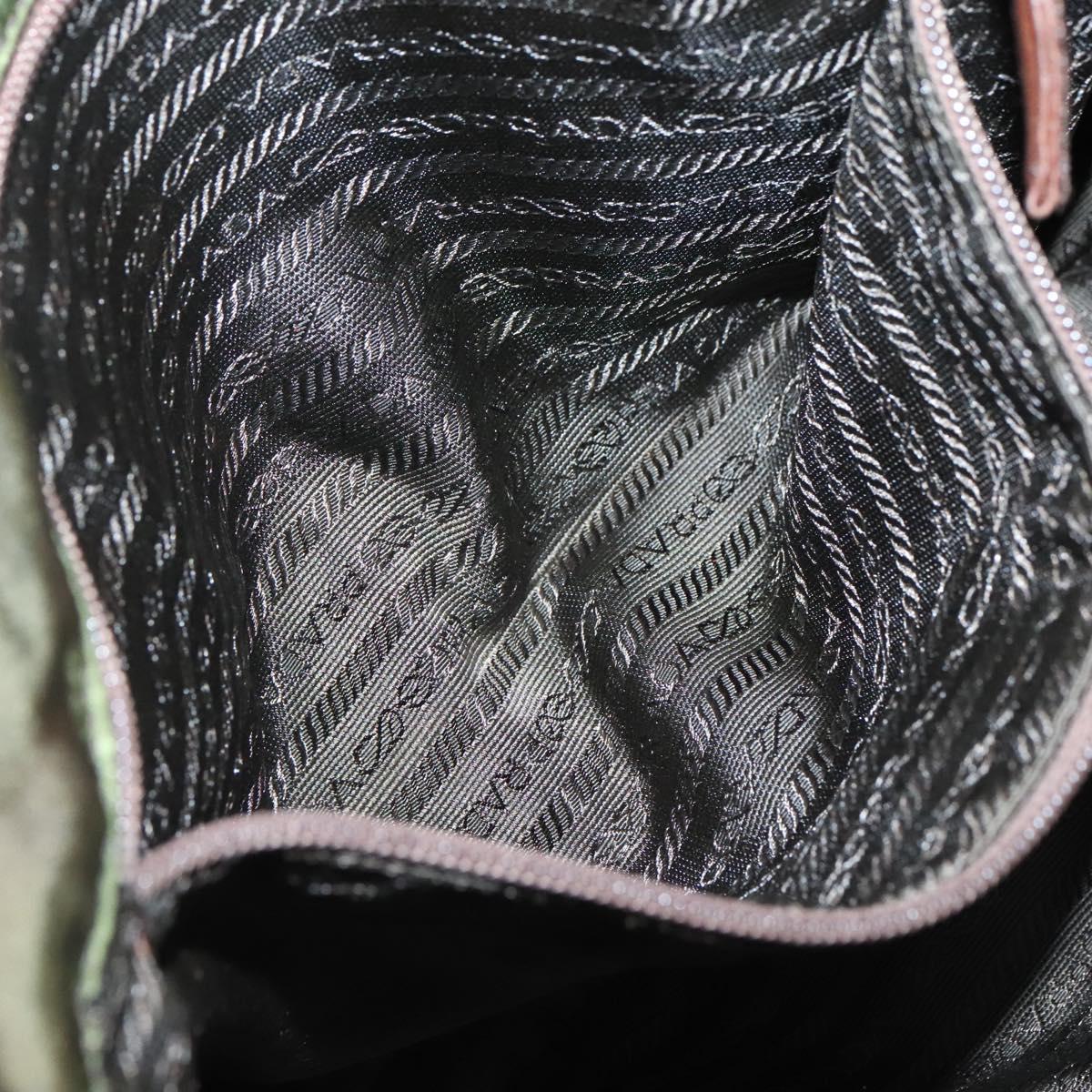 PRADA Tote Bag nylon metal Yellow Gold Auth bs28696