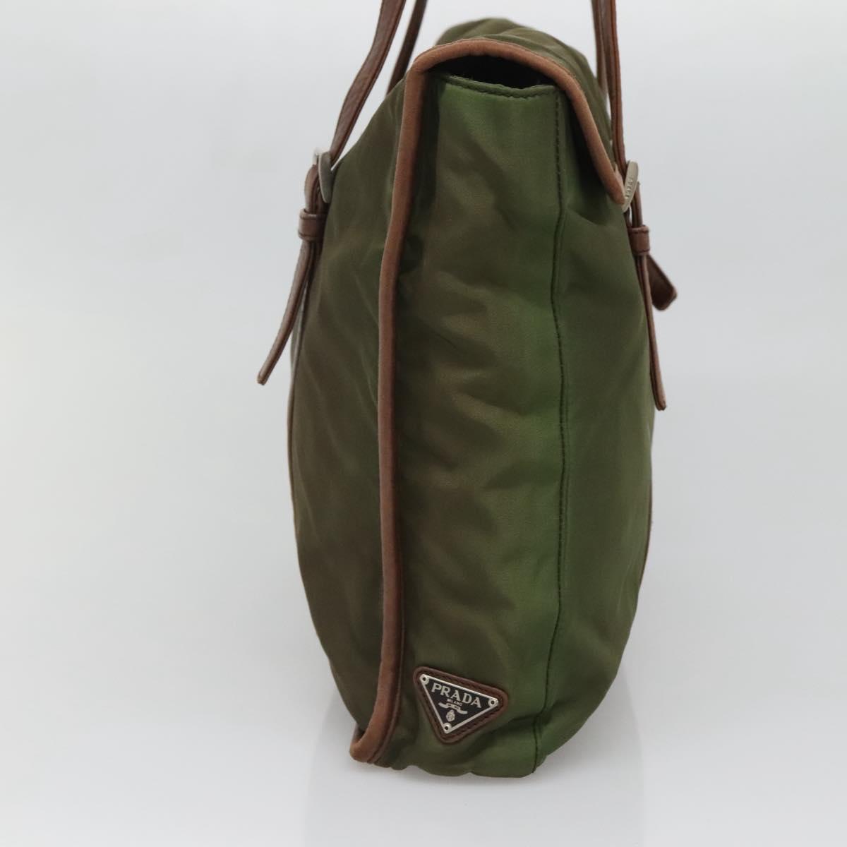 PRADA Tote Bag nylon metal Yellow Gold Auth bs28696