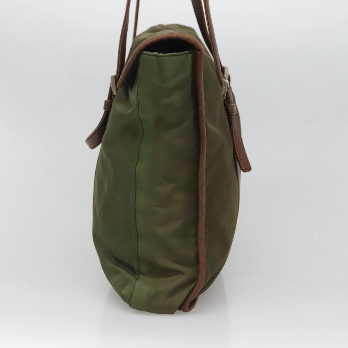 PRADA Tote Bag nylon metal Yellow Gold Auth bs28696