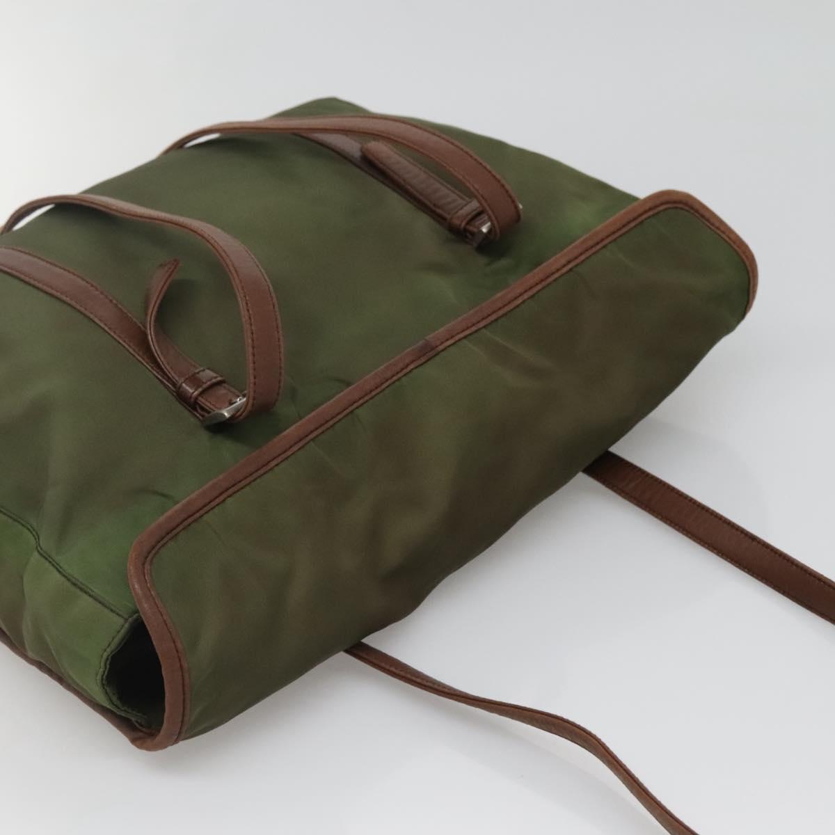 PRADA Tote Bag nylon metal Yellow Gold Auth bs28696