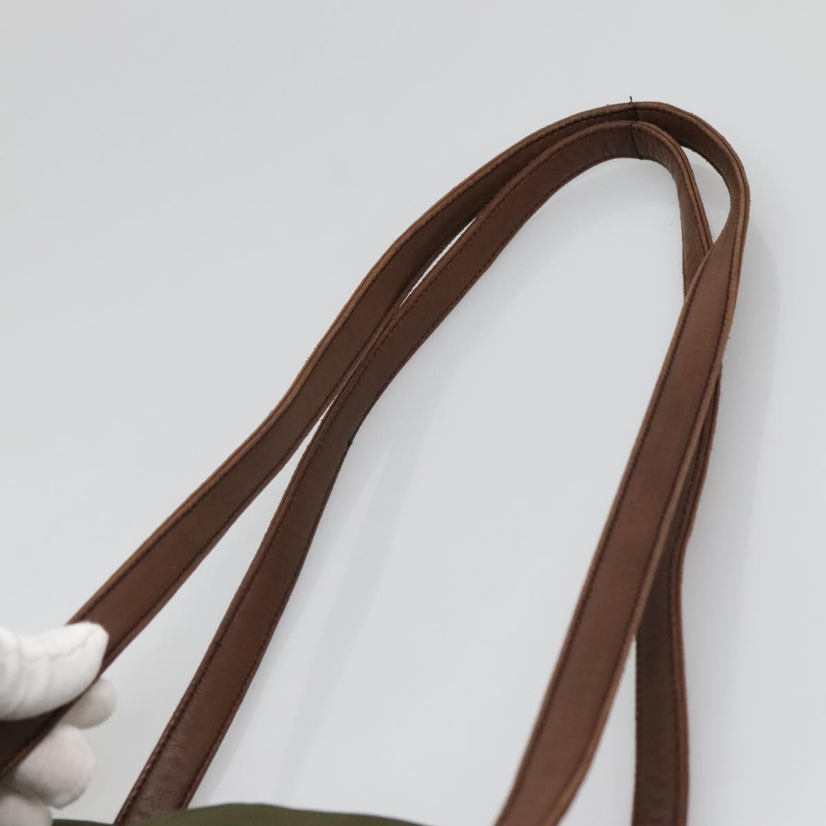 PRADA Tote Bag nylon metal Yellow Gold Auth bs28696