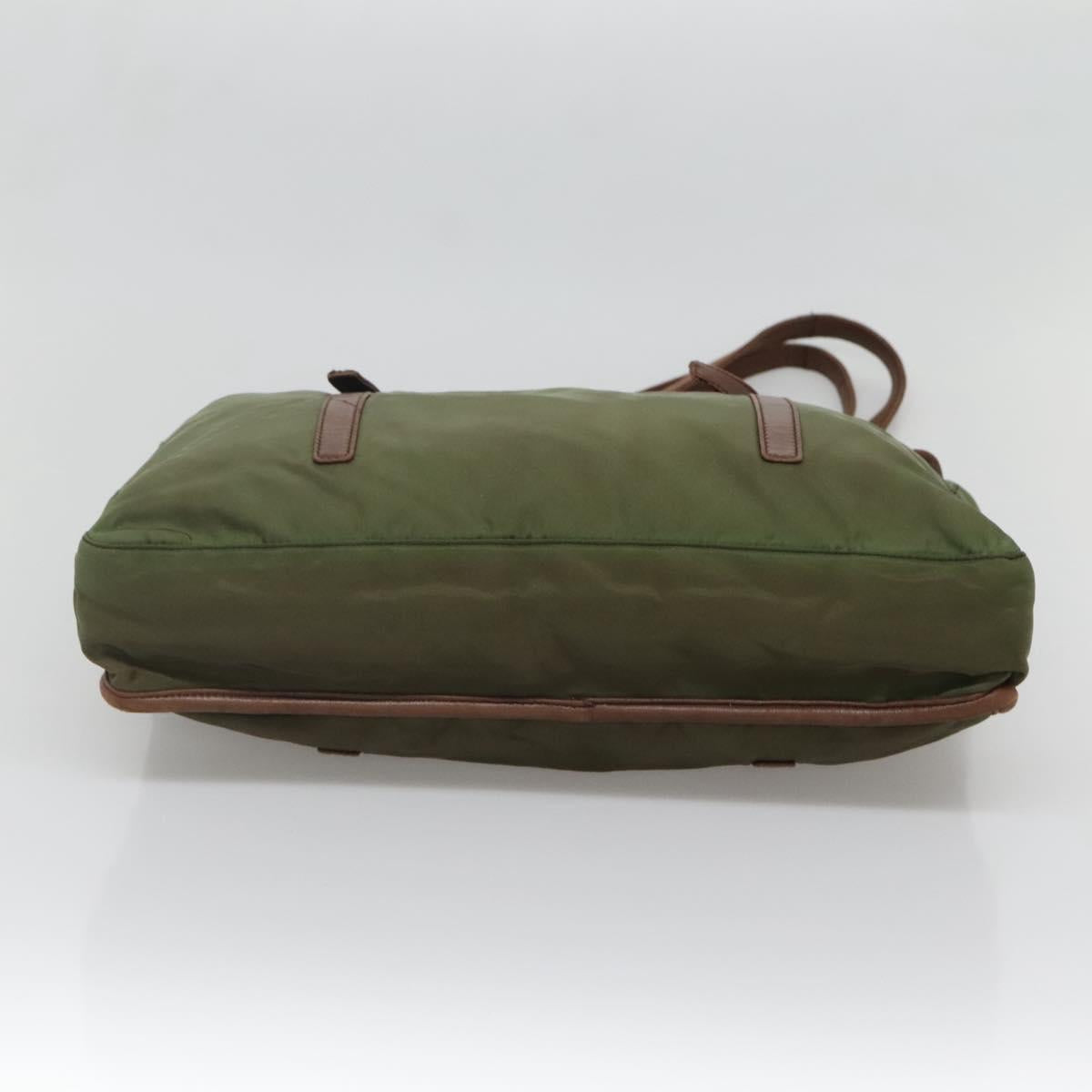 PRADA Tote Bag nylon metal Yellow Gold Auth bs28696