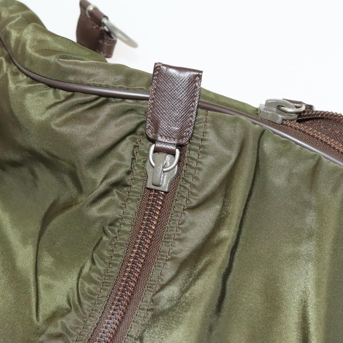 PRADA Garment Cover Nylon Khaki Silver Auth bs28697