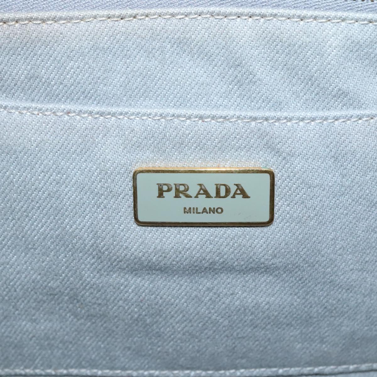 PRADA Canapa MM Hand Bag Canvas Gray Gold Auth bs28698