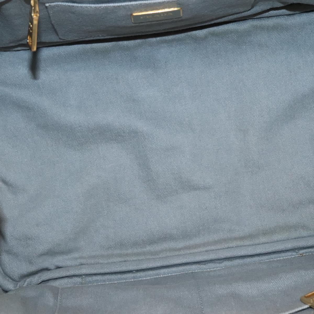 PRADA Canapa MM Hand Bag Canvas Gray Gold Auth bs28698