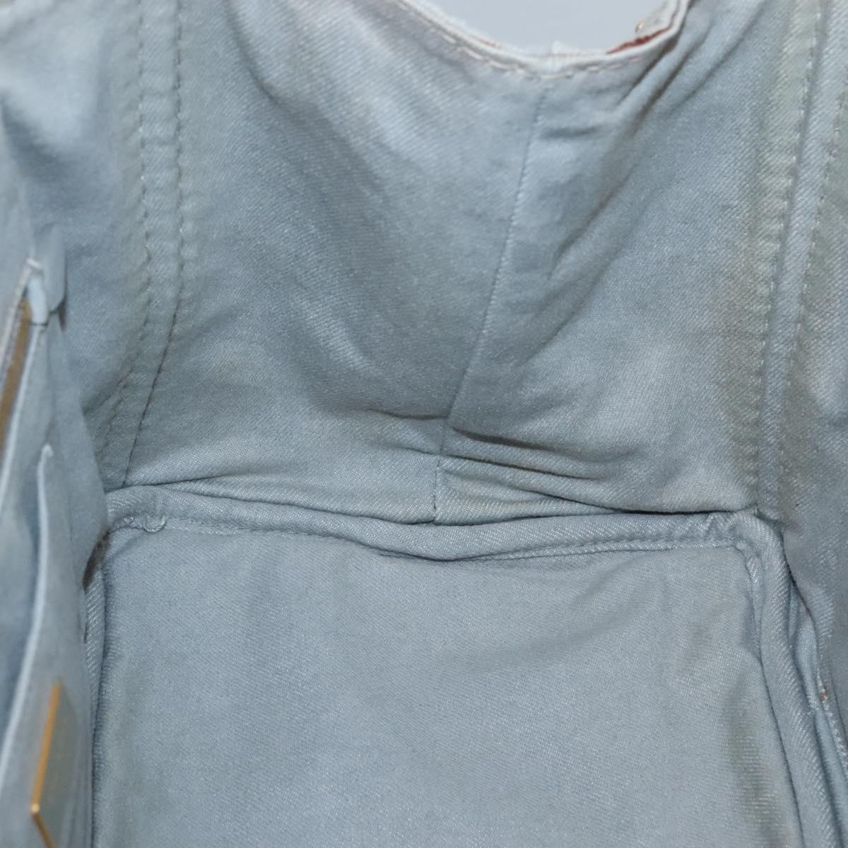 PRADA Canapa MM Hand Bag Canvas Gray Gold Auth bs28698