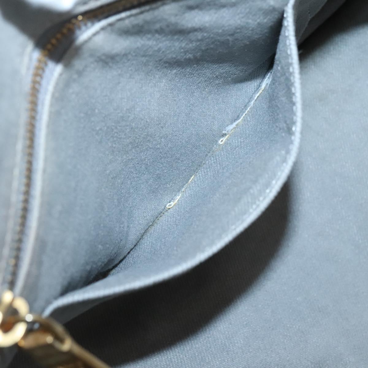 PRADA Canapa MM Hand Bag Canvas Gray Gold Auth bs28698