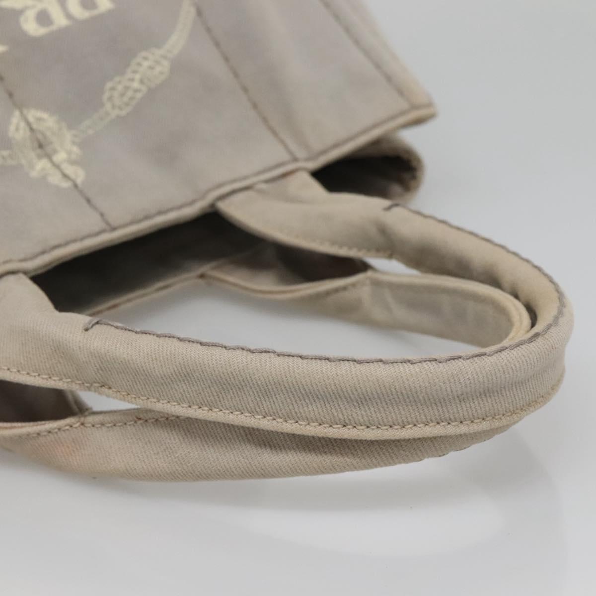 PRADA Canapa MM Hand Bag Canvas Gray Gold Auth bs28698