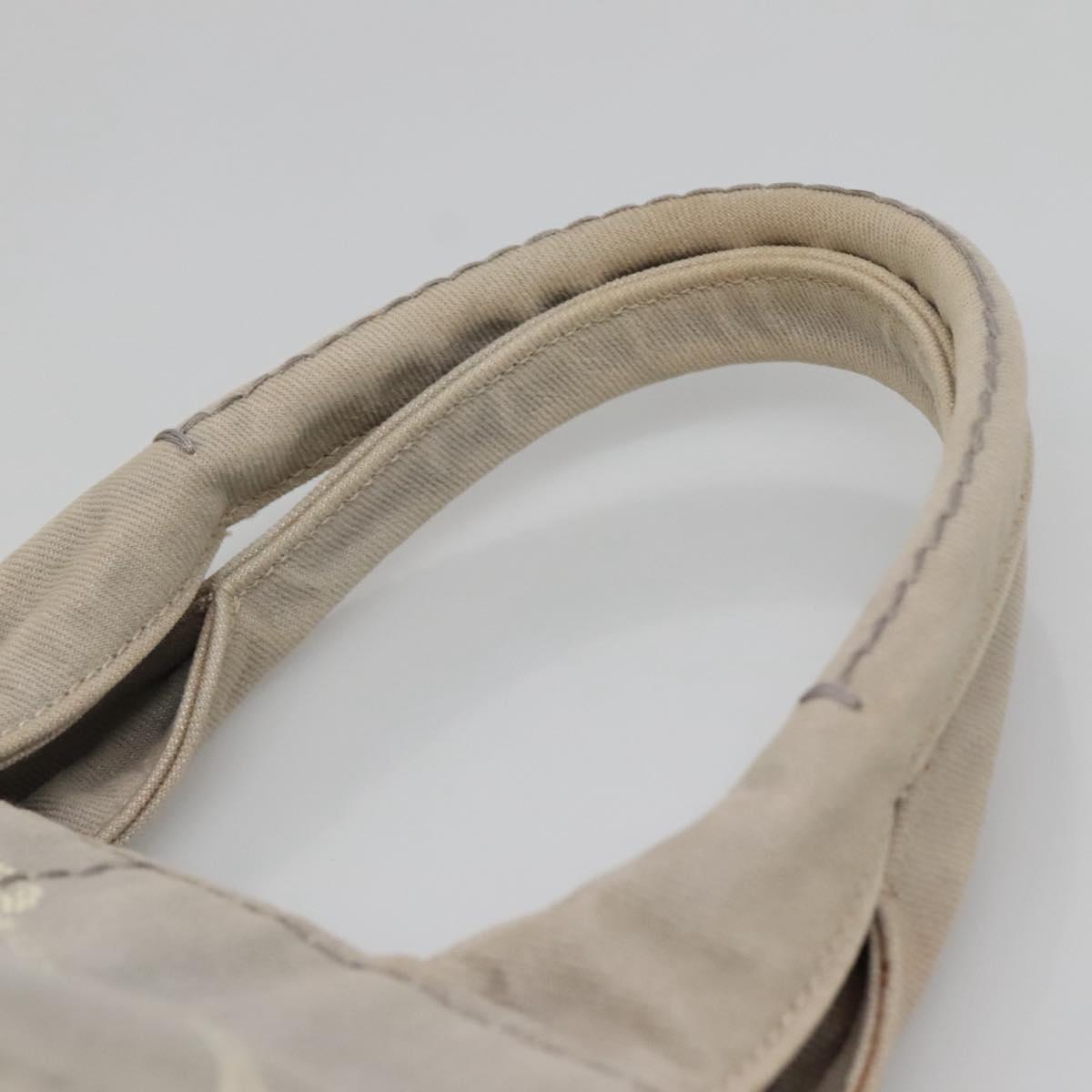 PRADA Canapa MM Hand Bag Canvas Gray Gold Auth bs28698