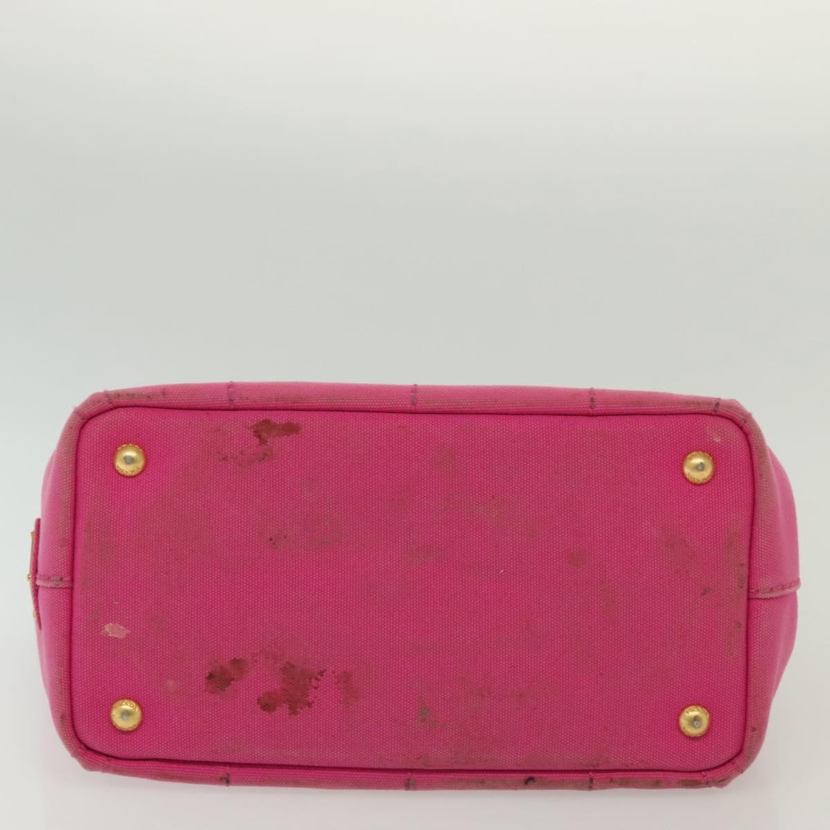 PRADA Canapa PM Hand Bag Canvas Pink Gold Auth bs28699