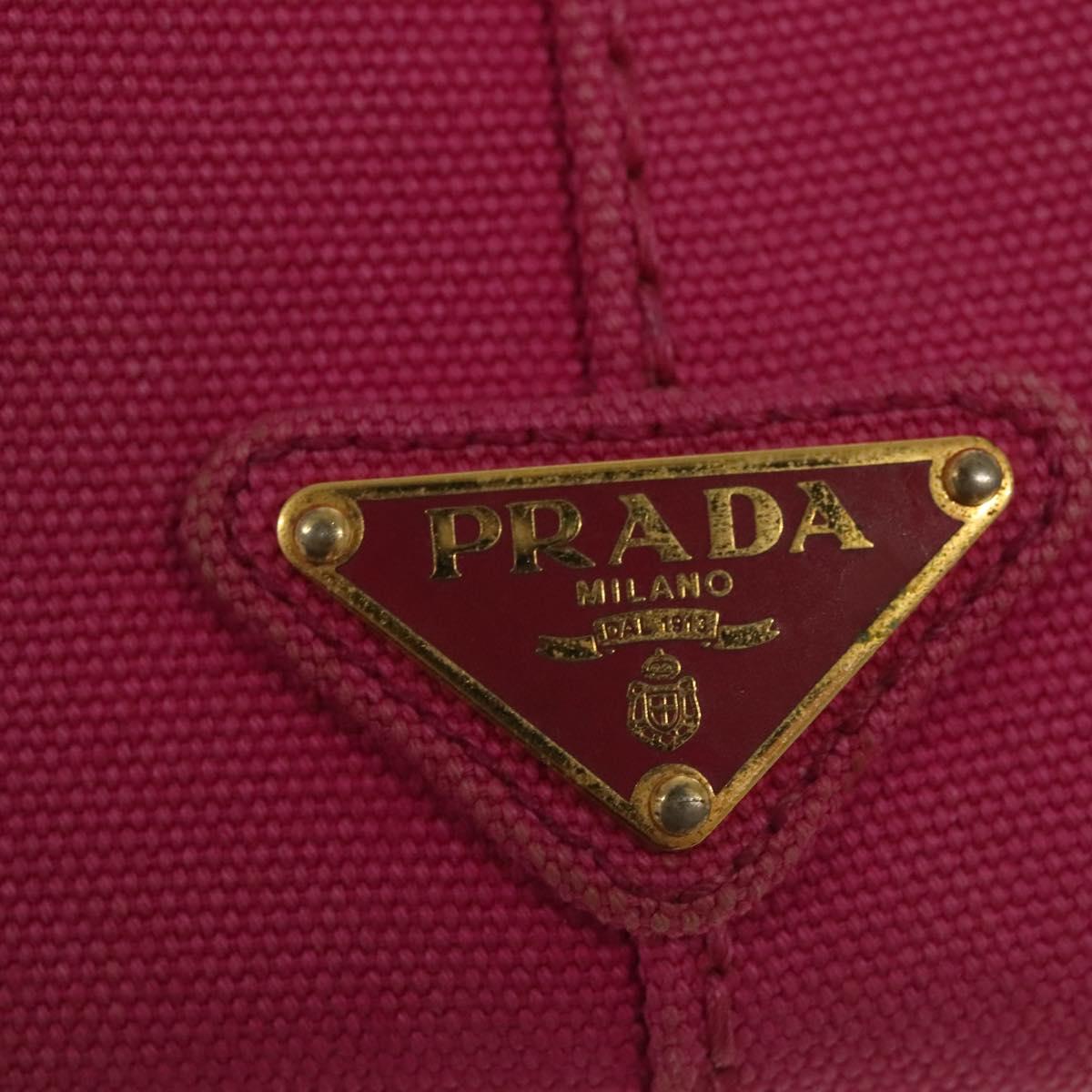 PRADA Canapa PM Hand Bag Canvas Pink Gold Auth bs28699