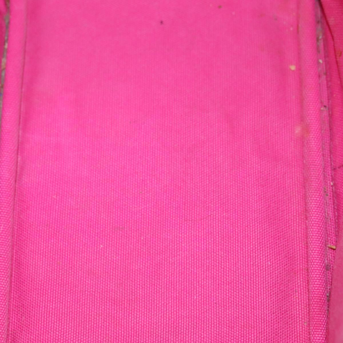 PRADA Canapa PM Hand Bag Canvas Pink Gold Auth bs28699