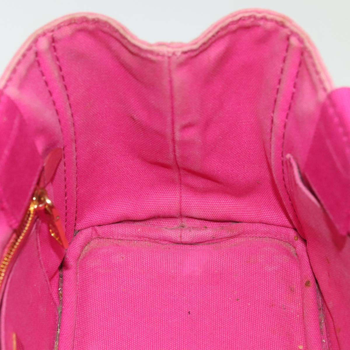 PRADA Canapa PM Hand Bag Canvas Pink Gold Auth bs28699