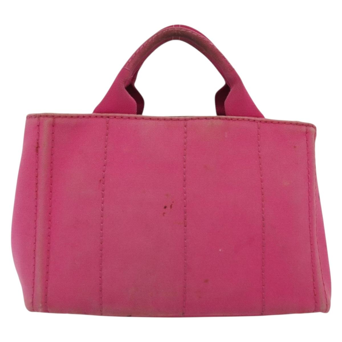 PRADA Canapa PM Hand Bag Canvas Pink Gold Auth bs28699