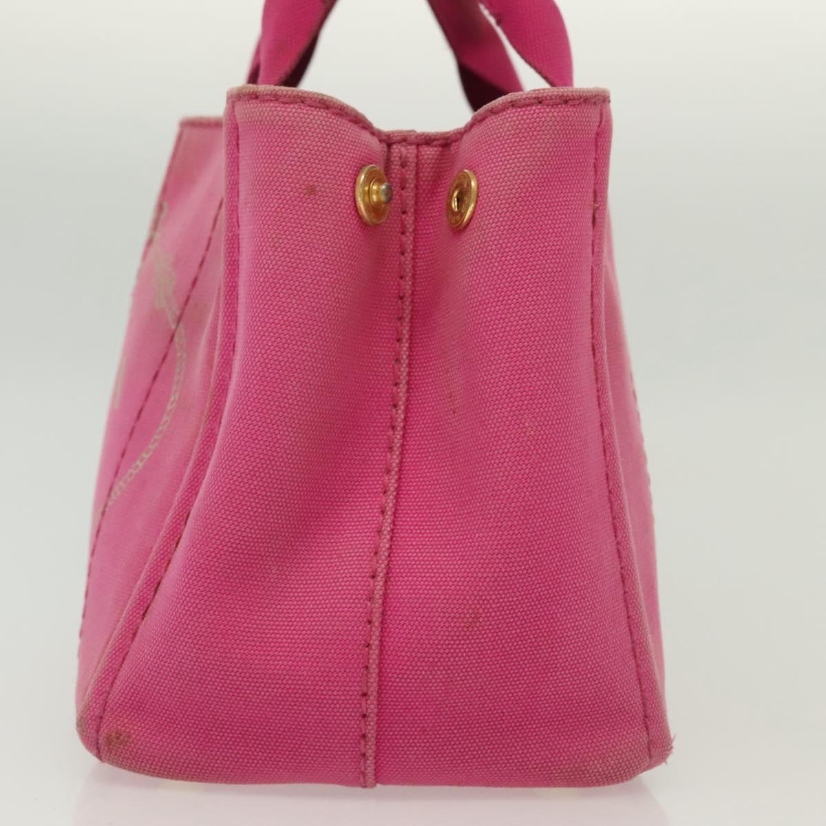 PRADA Canapa PM Hand Bag Canvas Pink Gold Auth bs28699