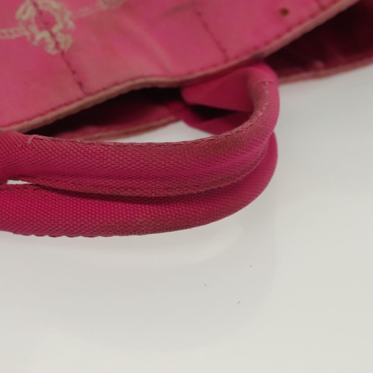 PRADA Canapa PM Hand Bag Canvas Pink Gold Auth bs28699