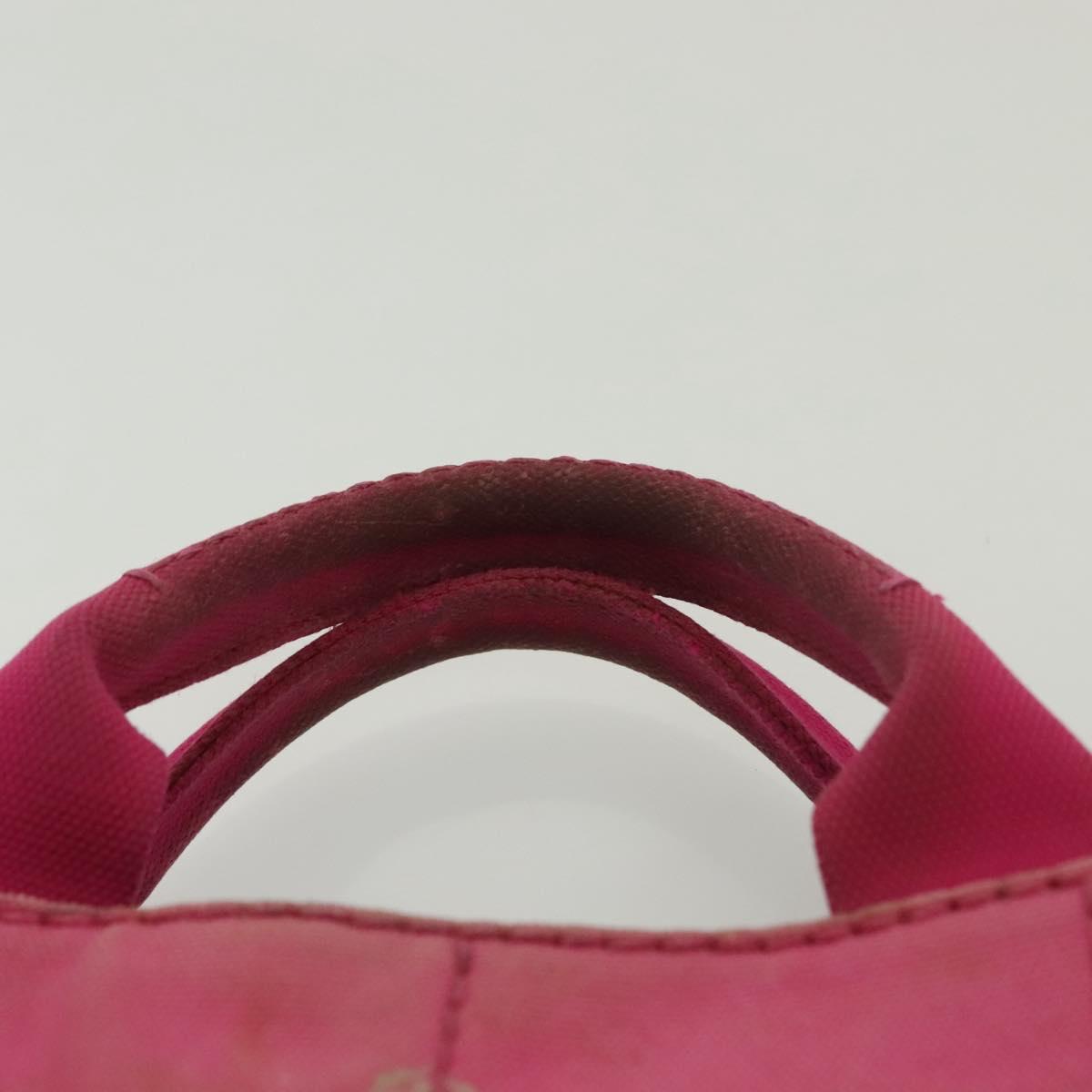 PRADA Canapa PM Hand Bag Canvas Pink Gold Auth bs28699