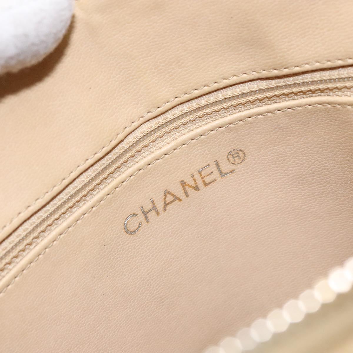 CHANEL Matelasse Chain Shoulder Bag Lamb Skin Beige Gold CC Auth bs28703