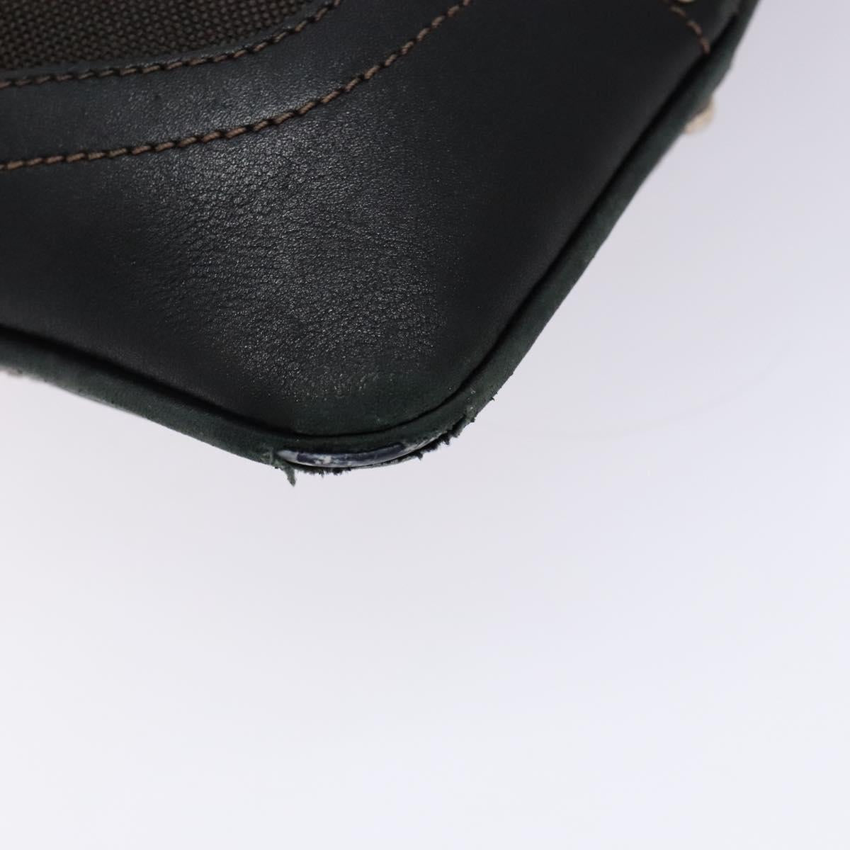 PRADA Shoulder Bag Canvas Leather Brown Silver Auth bs28705