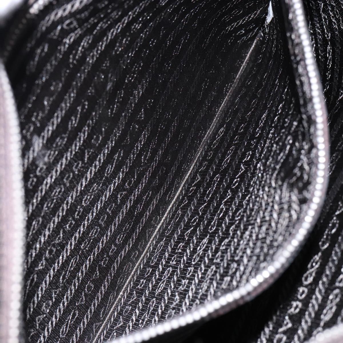 PRADA Shoulder Bag Canvas Leather Brown Silver Auth bs28705