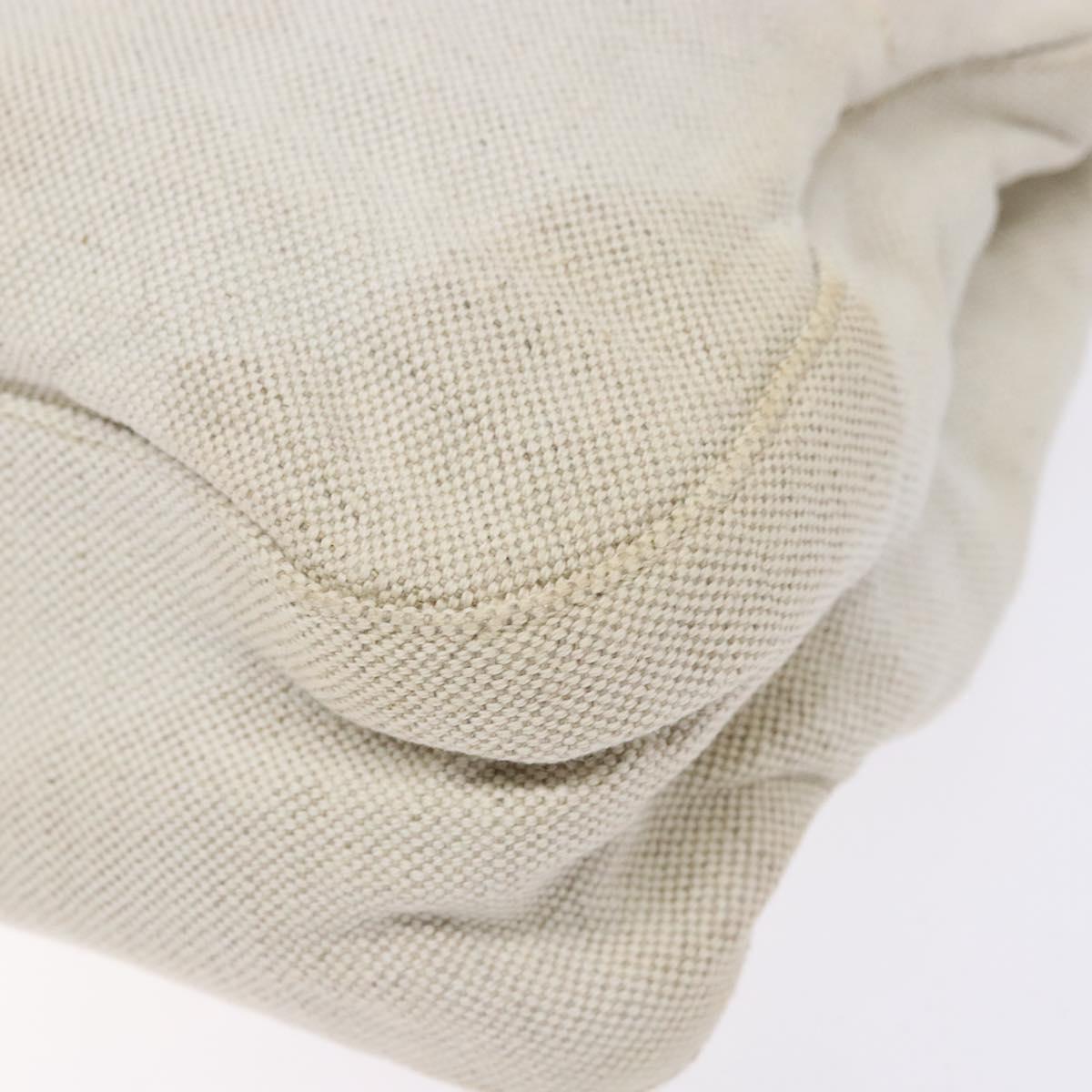 PRADA Shoulder Bag Canvas Leather Silver White Auth bs28706