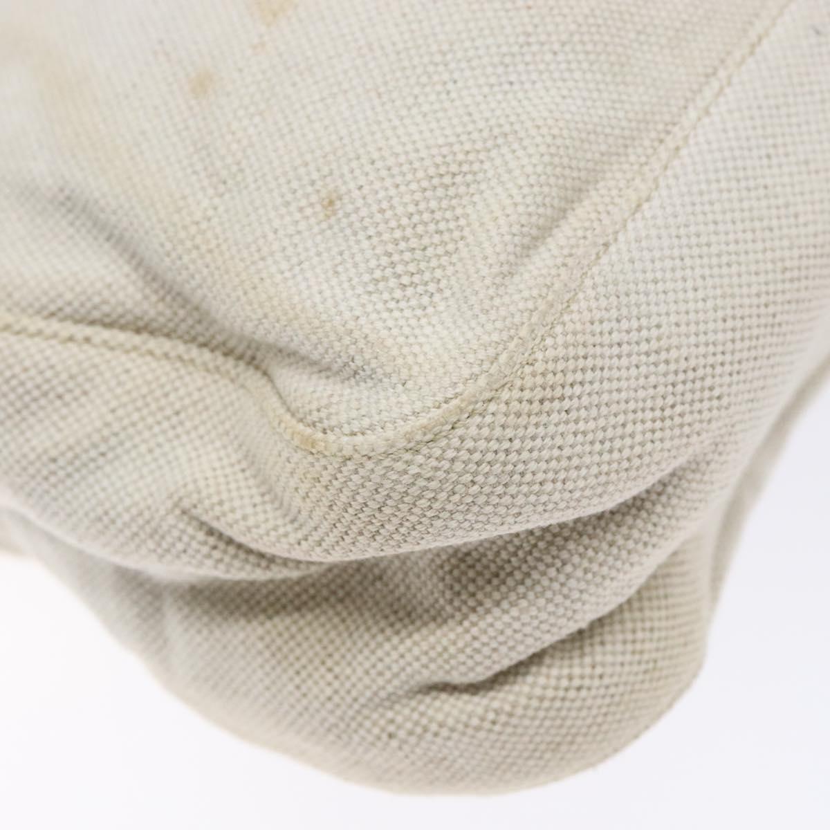 PRADA Shoulder Bag Canvas Leather Silver White Auth bs28706