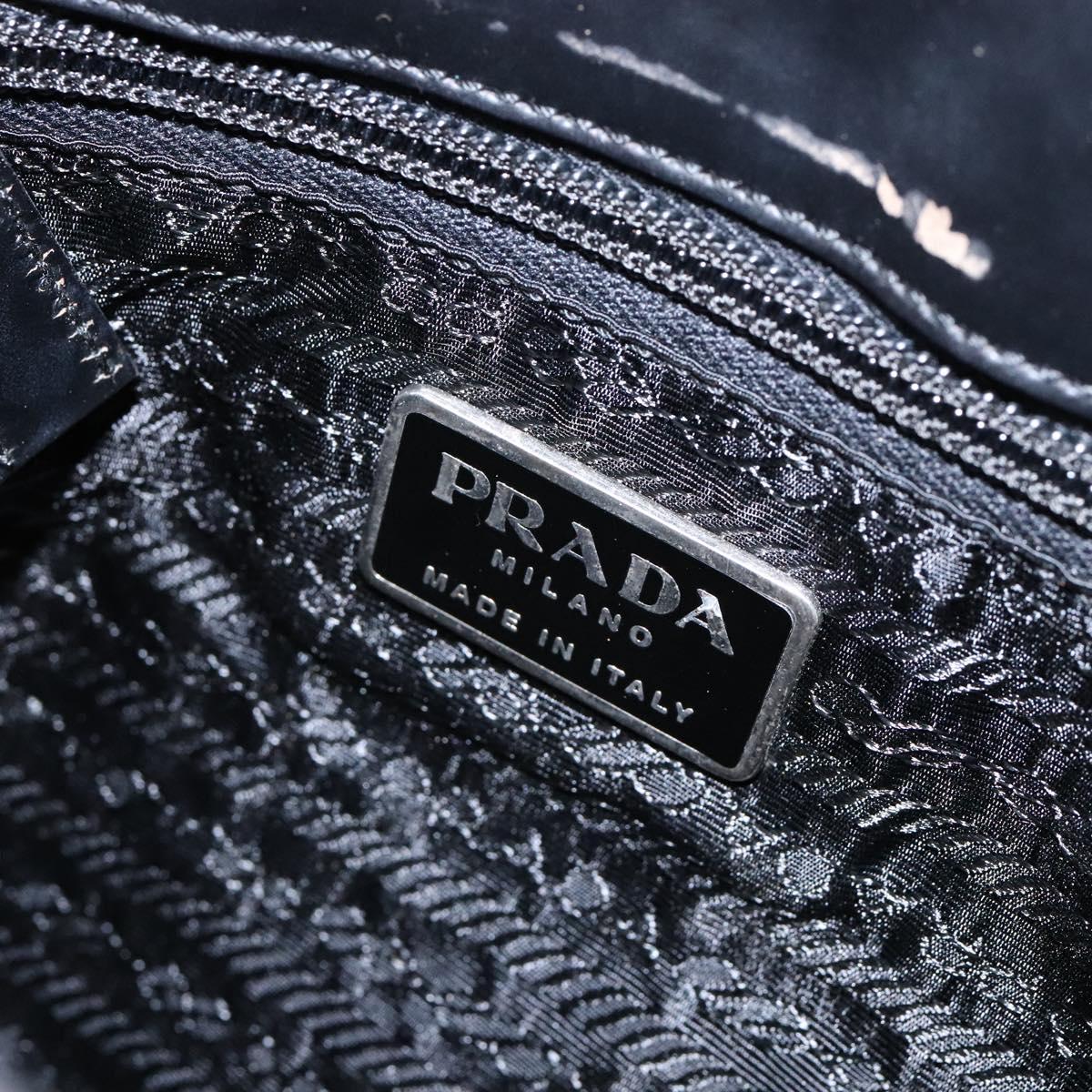 PRADA Shoulder Bag Canvas Leather Silver White Auth bs28706