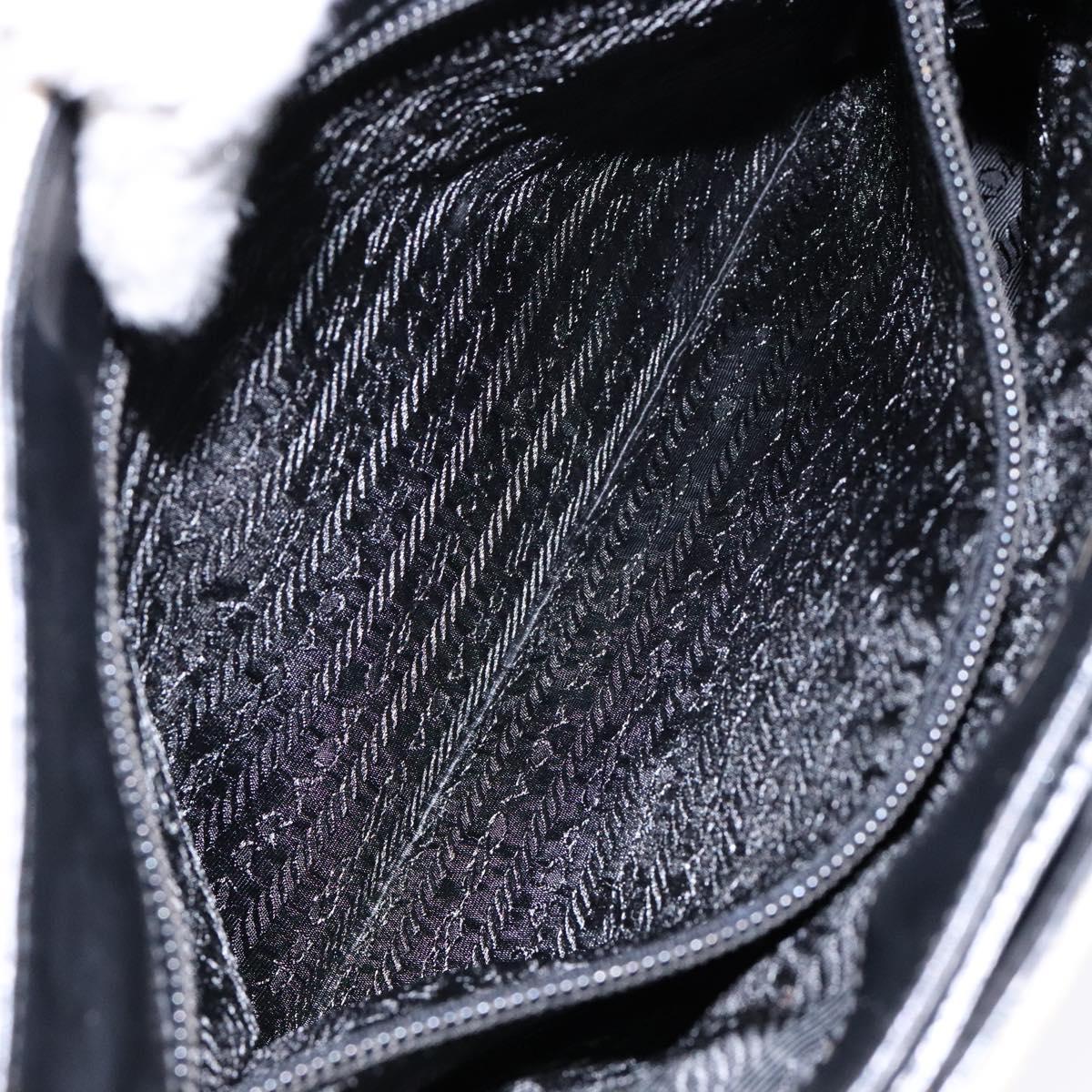 PRADA Shoulder Bag Canvas Leather Silver White Auth bs28706