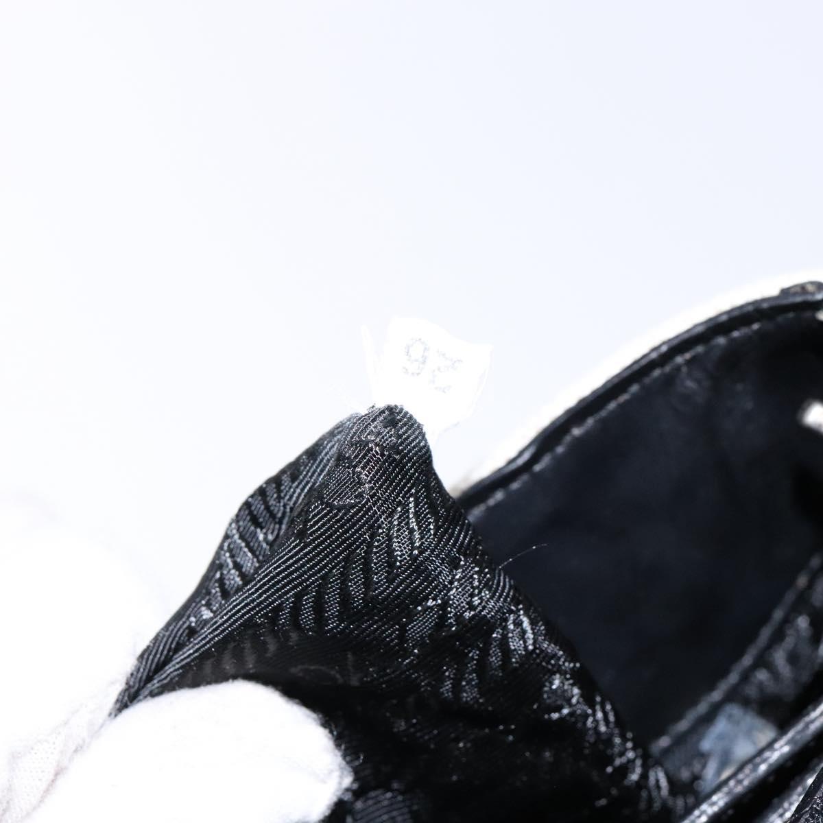 PRADA Shoulder Bag Canvas Leather Silver White Auth bs28706