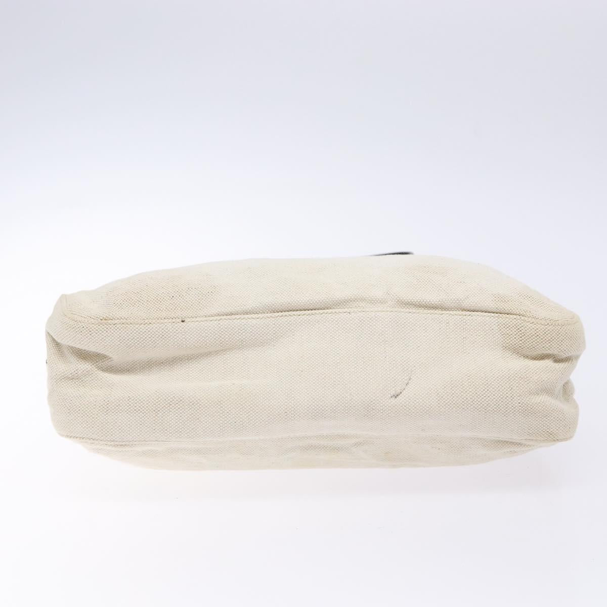 PRADA Shoulder Bag Canvas Leather Silver White Auth bs28706