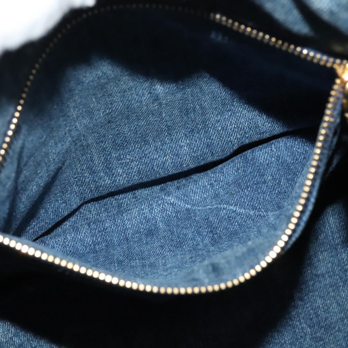 PRADA Canapa GM Hand Bag Denim Blue Gold Auth bs28707