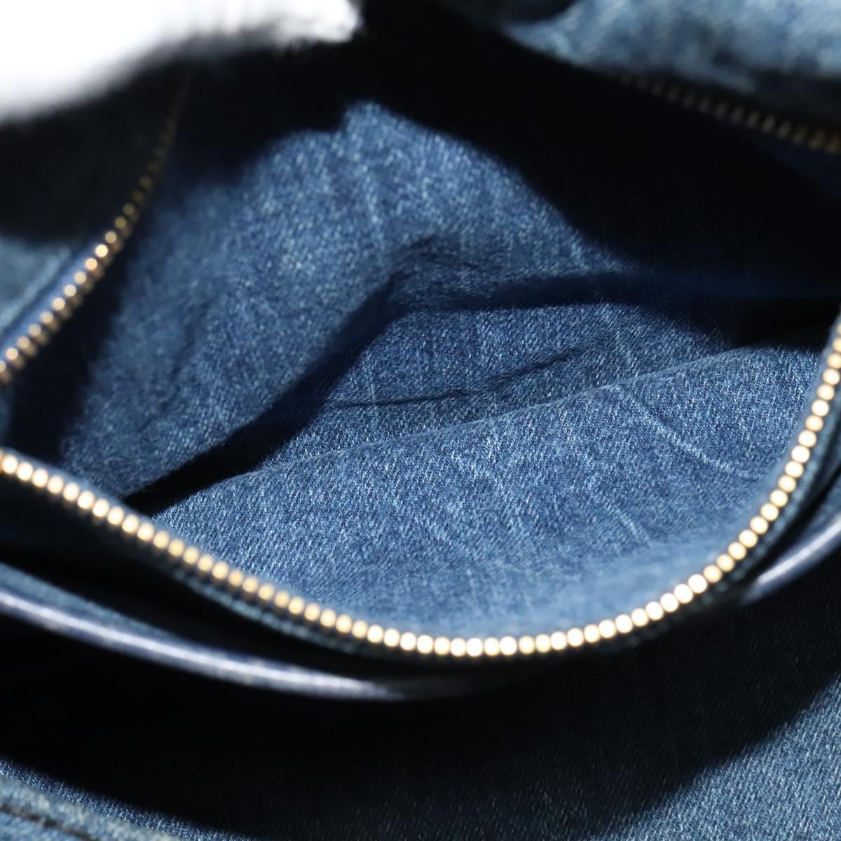 PRADA Canapa GM Hand Bag Denim Blue Gold Auth bs28707