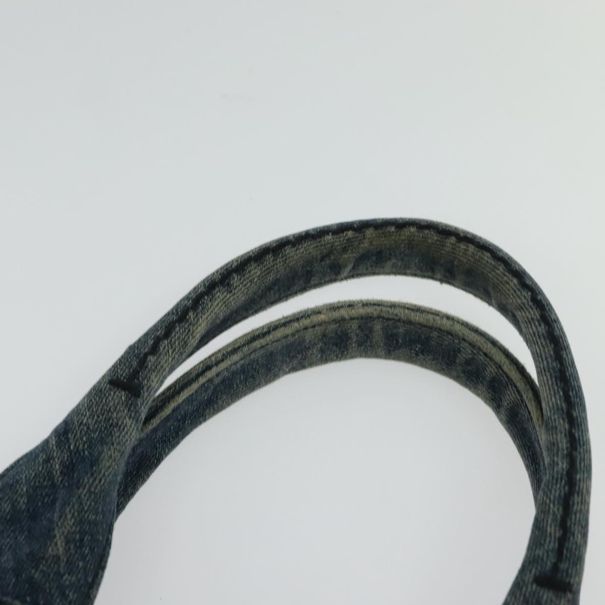 PRADA Canapa GM Hand Bag Denim Blue Gold Auth bs28707