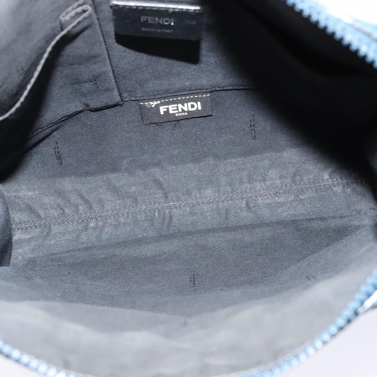 FENDI Zucca Canvas Shoulder Bag PVC Blue Silver Auth bs28711