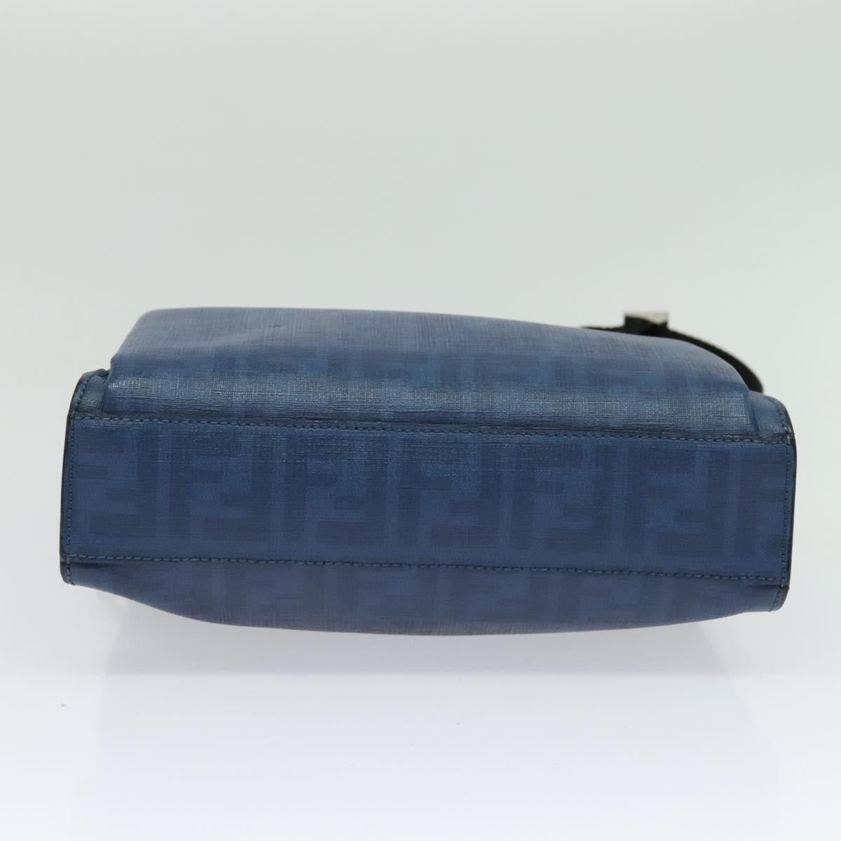 FENDI Zucca Canvas Shoulder Bag PVC Blue Silver Auth bs28711