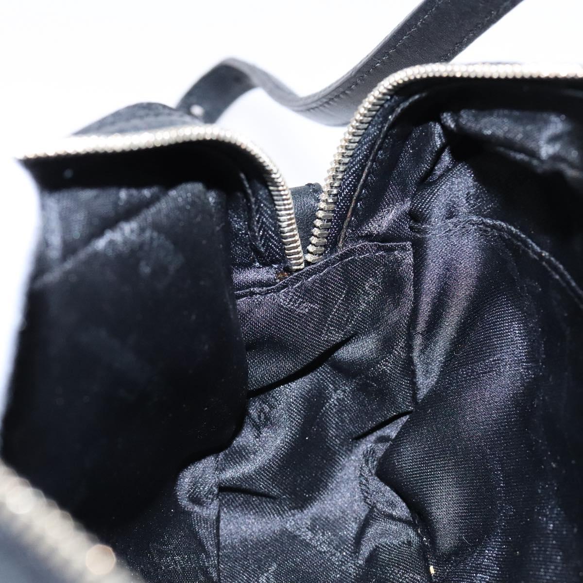 Salvatore Ferragamo Gancini Shoulder Bag Canvas Leather Black Gold Auth bs28715