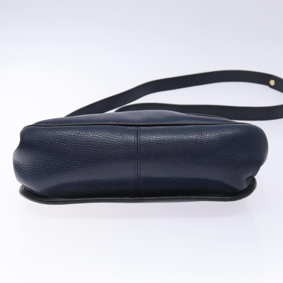Christian Dior Shoulder Bag Leather Navy Gold Auth bs28726