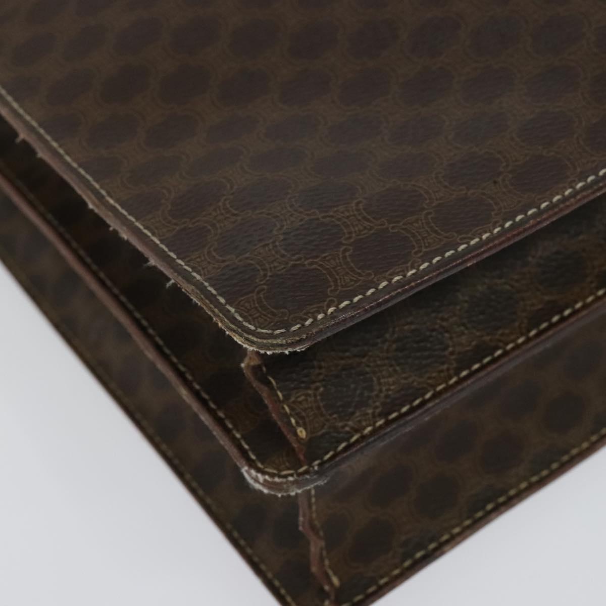 CELINE Macadam Canvas Business Bag PVC Brown Gold Auth bs28732