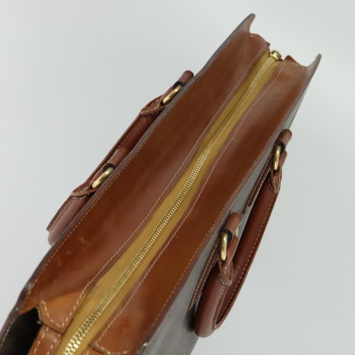 CELINE Macadam Canvas Business Bag PVC Brown Gold Auth bs28732