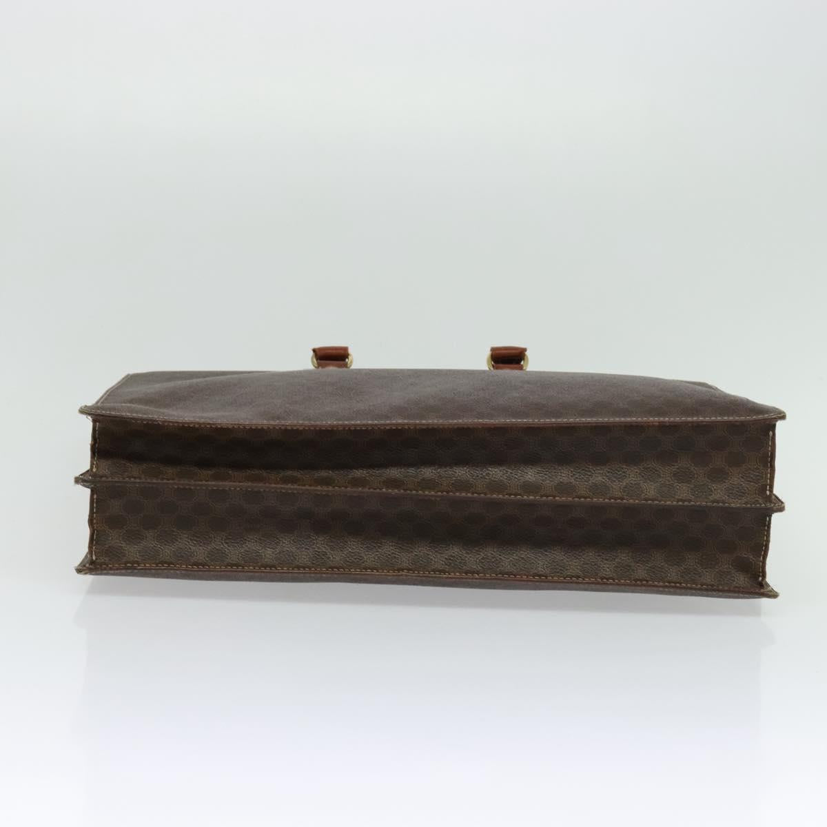 CELINE Macadam Canvas Business Bag PVC Brown Gold Auth bs28732